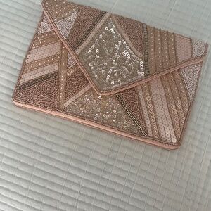 Lulu's Pink and Silver Beaded Evening Bag